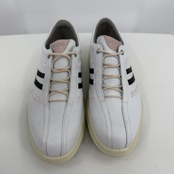 Ecco Women's Golf Shoes with Spikes size 42 EU or 11-11.5 US White Leather/Pink - Picture 2 of 14
